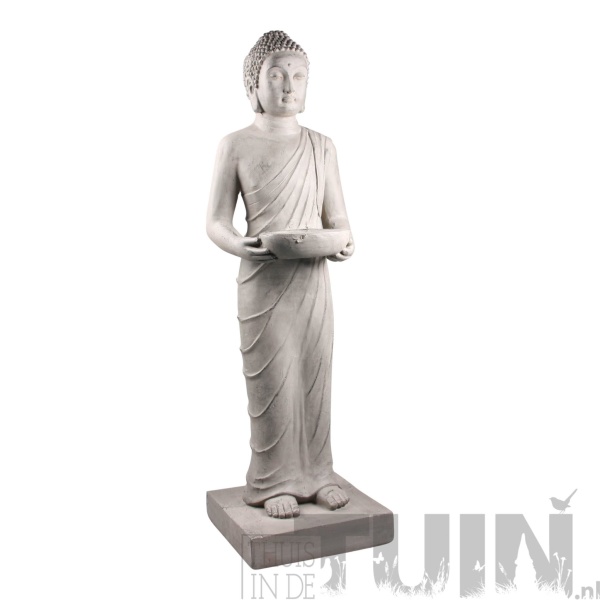 beeld boeddha staand licht grijs thuisindetuin