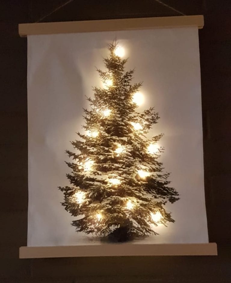 Kerstboom op doek met lichtjes Kerstdecoratie ThuisindeTuin.nl