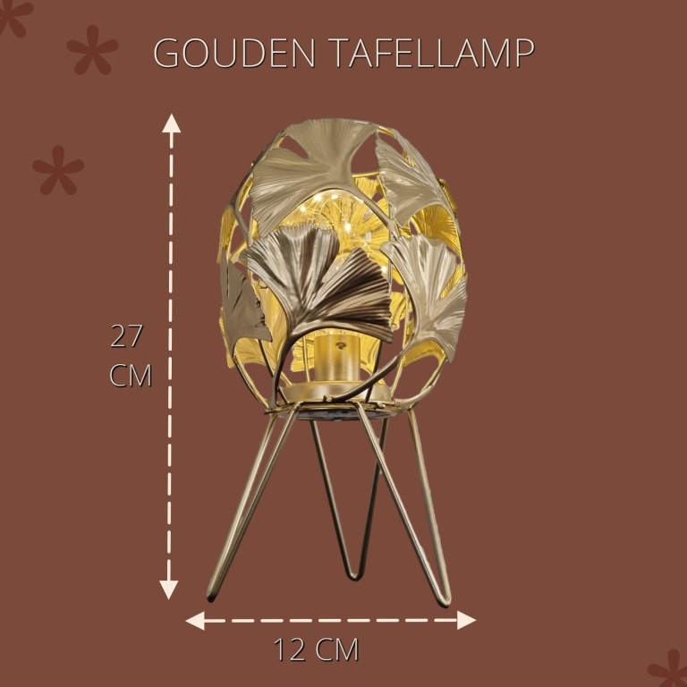 Gouden decoratie tafellamp led Tafel lamp goud op pootjes 27 cm