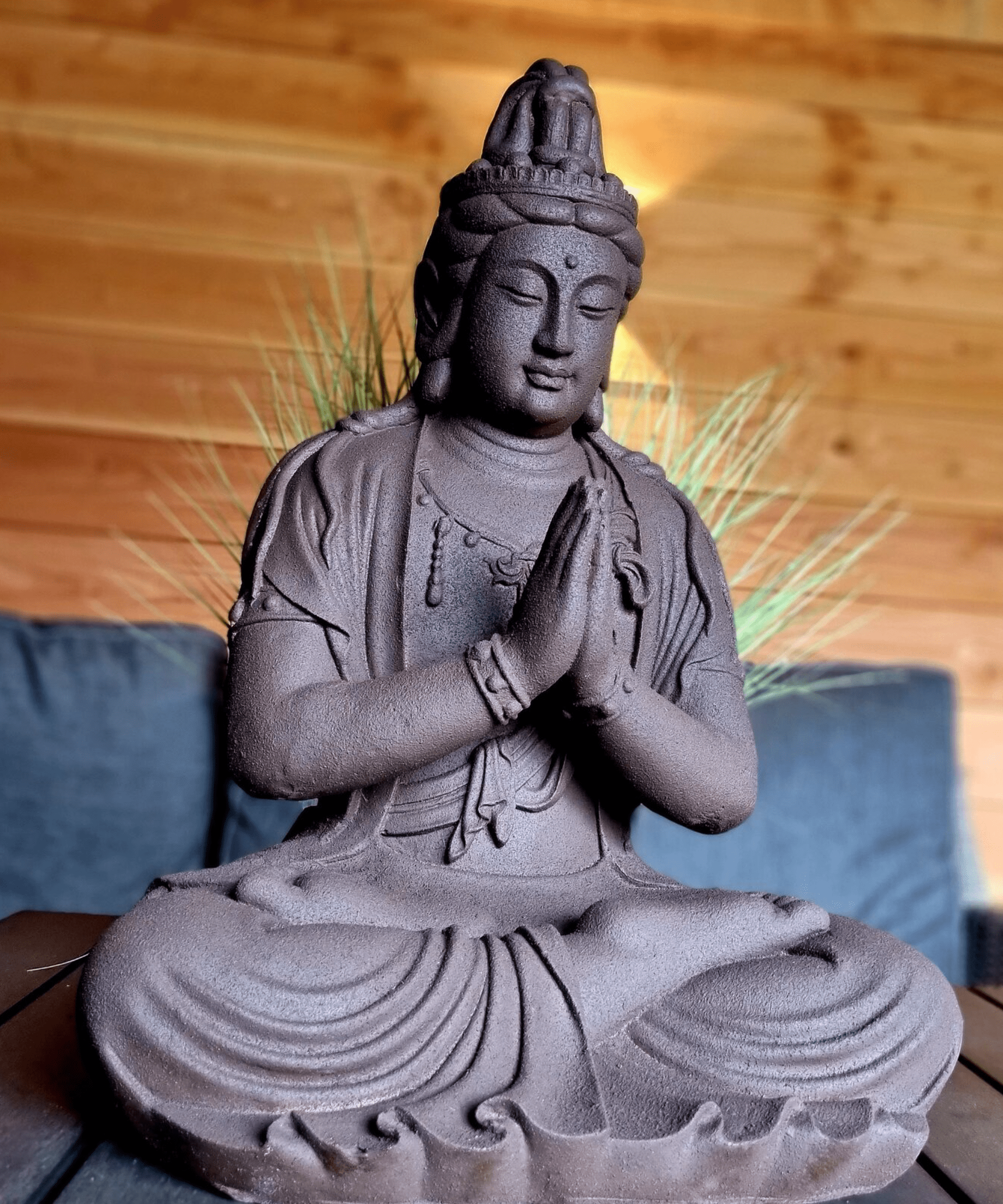 vertrekken Inspireren teer Boeddha beeld Kwan Yin mediterend 60cm - ThuisindeTuin.nl