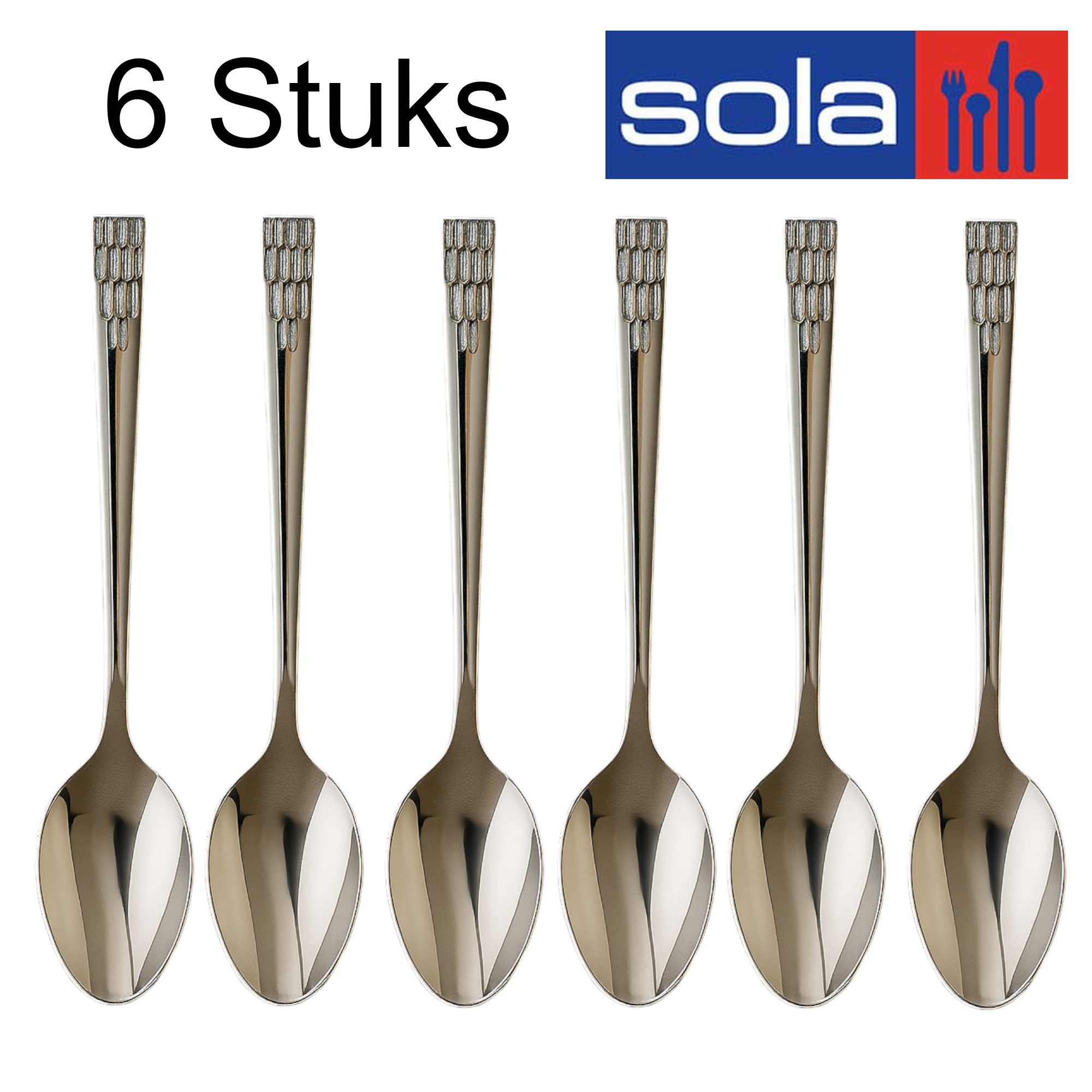 Set van 6 Sola Demitasse-koffielepels -11 cm – Premium RVS - Afbeelding 2