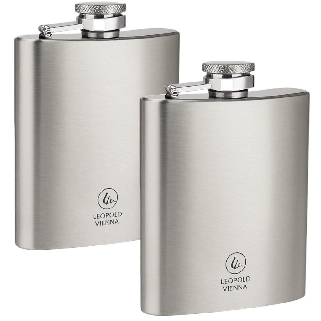 Set van 2 Stuks - Leopold Vienna Heupfles, Flask, Zakfles, Drinkfles – 220 ml – RVS – Compact & Duurzaam