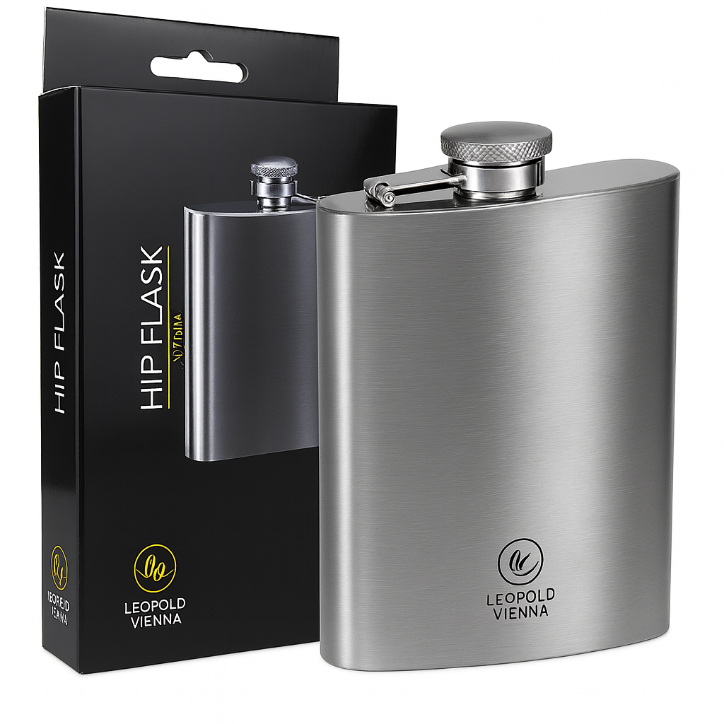 Set van 2 Stuks - Leopold Vienna Heupfles, Flask, Zakfles, Drinkfles – 220 ml – RVS – Compact & Duurzaam - Afbeelding 2