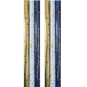 Metallic Stars cadeaupapier - Kerstpapier inpakpapier voor kerst - 200 x 70 cm - 6 rollen