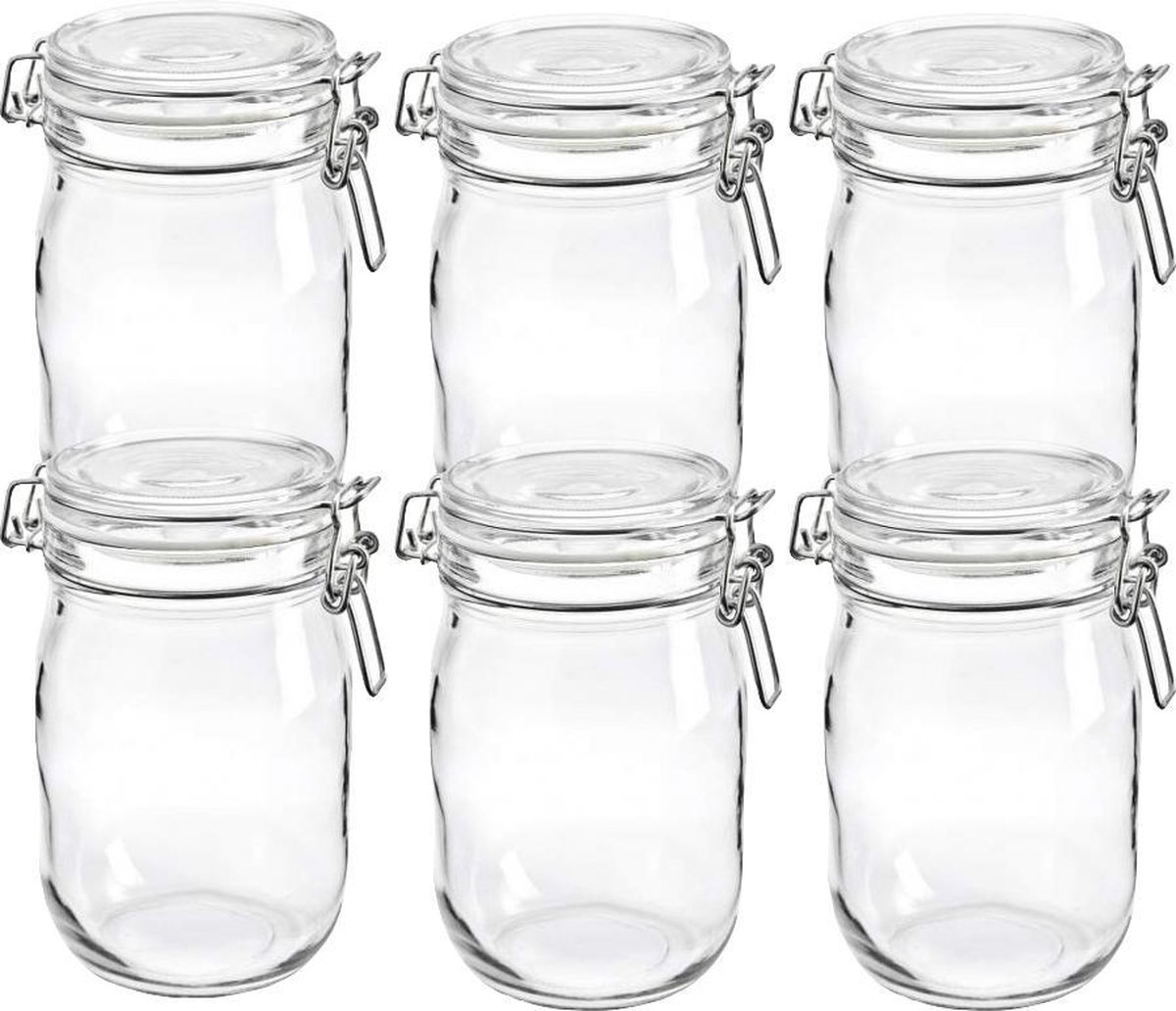 Weckpot - Voorraadpot - Transparant - 1 Liter - 6 stuks