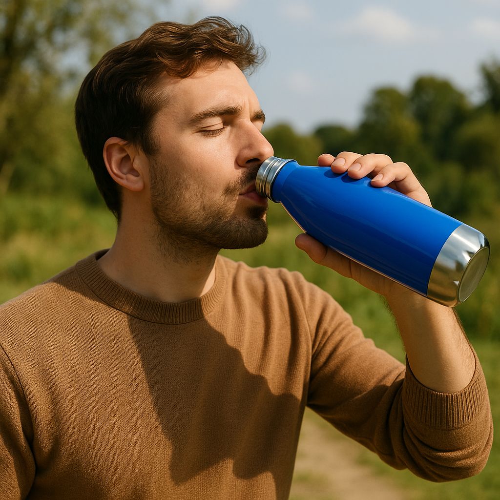 2 Stuks - RVS Vacuüm - Drinkfles - Thermosfles – 510 ml – Dubbelwandig – Warm & Koud – Lekvrij – Blauw - Afbeelding 4