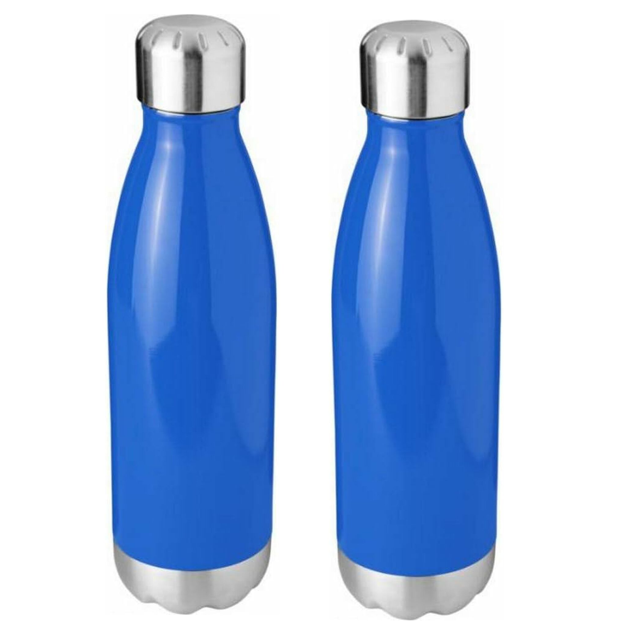 2 Stuks - RVS Vacuüm - Drinkfles - Thermosfles – 510 ml – Dubbelwandig – Warm & Koud – Lekvrij – Blauw