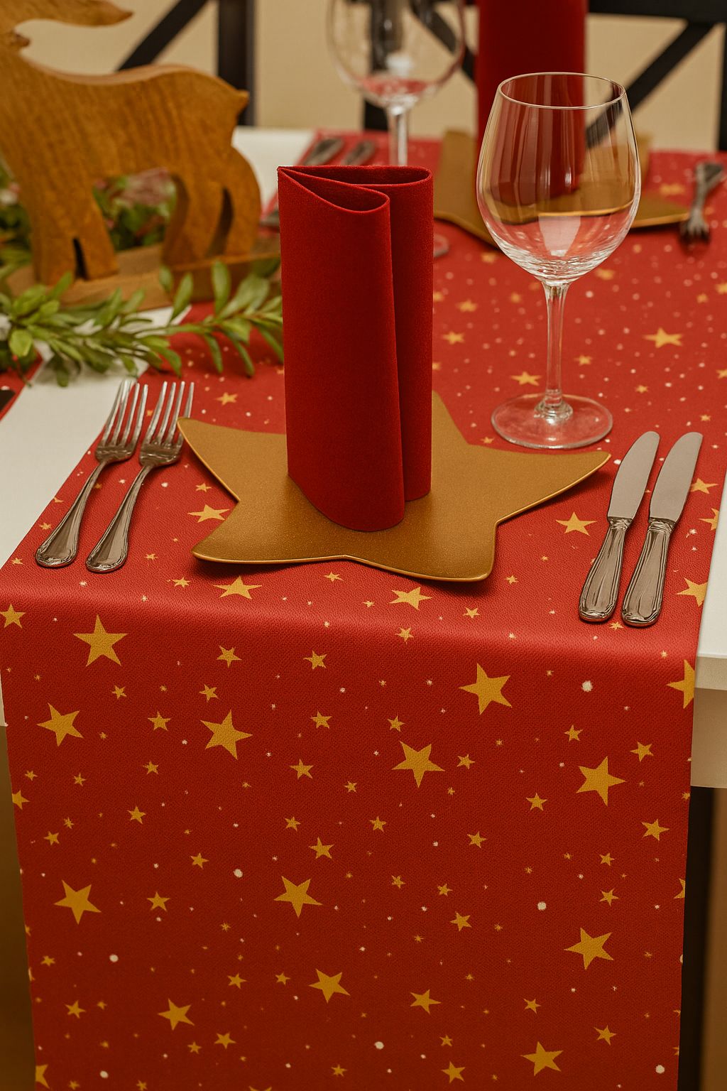 2 Rollen Airlaid Kerst Tafelloper 3-in-1 met Scheurlijn om de 40 cm – 40 x 320 cm – Kerstmotief – Tafelloper, Placemats & Tête-à-Tête – Bordeauxrood - 2 Stuks - Afbeelding 2