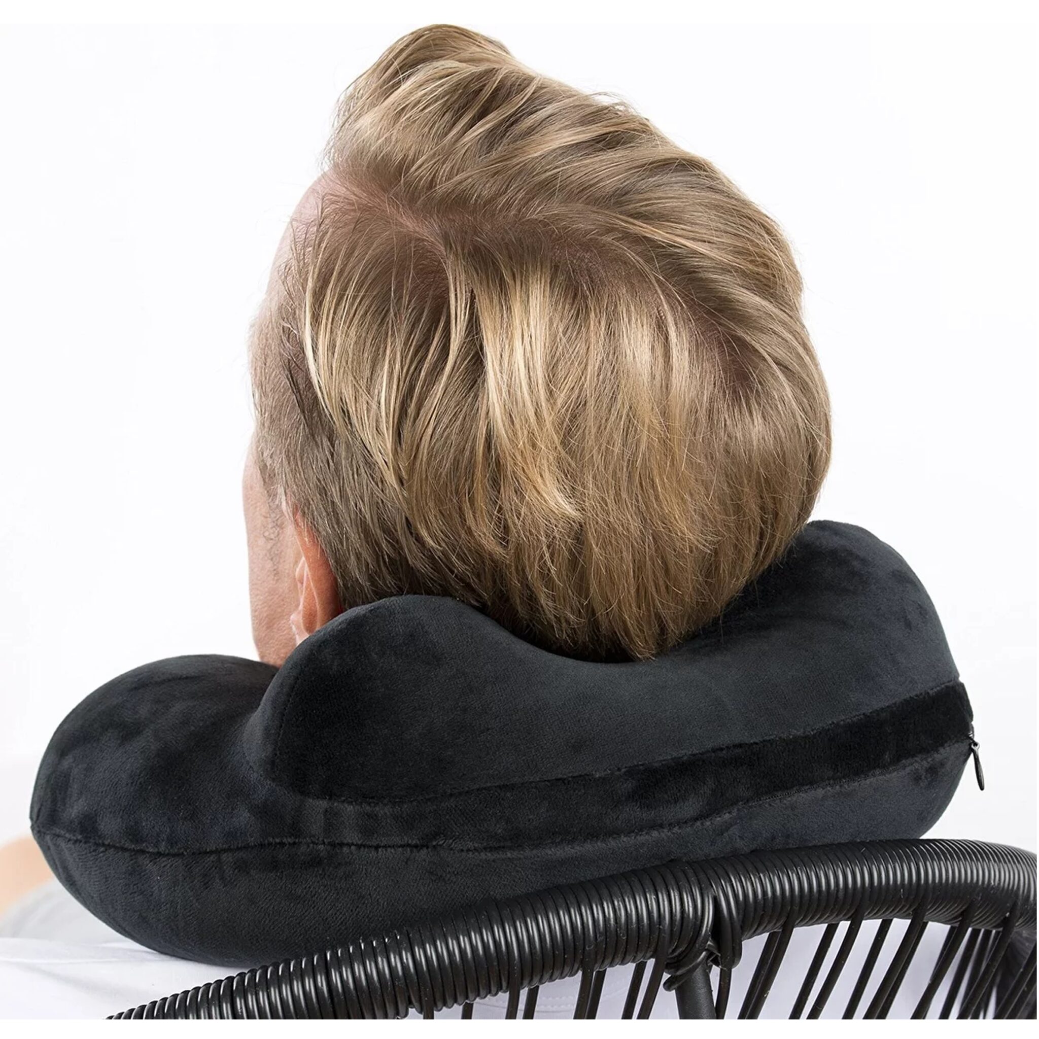 Travelstar Premium Opblaasbaar Reiskussen - Nekkussen - Ingebouwde Pomp - Zwart - Afbeelding 4