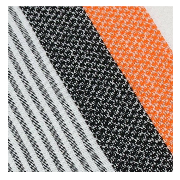 Honeycomb Banded Pestemal Hamamdoek - Zwart/ Oranje - 180x100 cm - Afbeelding 2