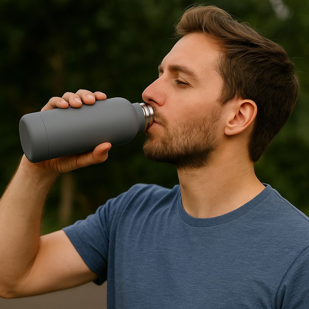 Drinkfles - Thermosfles 500 ml – Dubbelwandig RVS – 12 uur warm / 24 uur koud – Grijs – Lekvrij & BPA-vrij - Afbeelding 4