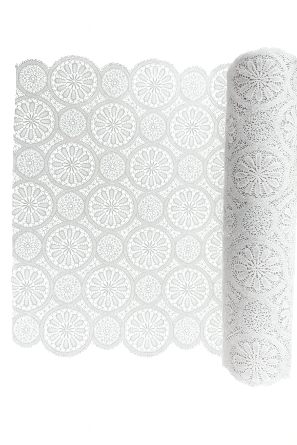 Unique Living - Vinyl - Tafelloper Op Rol - Kantmotief – 50 cm x 20 meter – Afwasbaar - Wit - Afbeelding 3