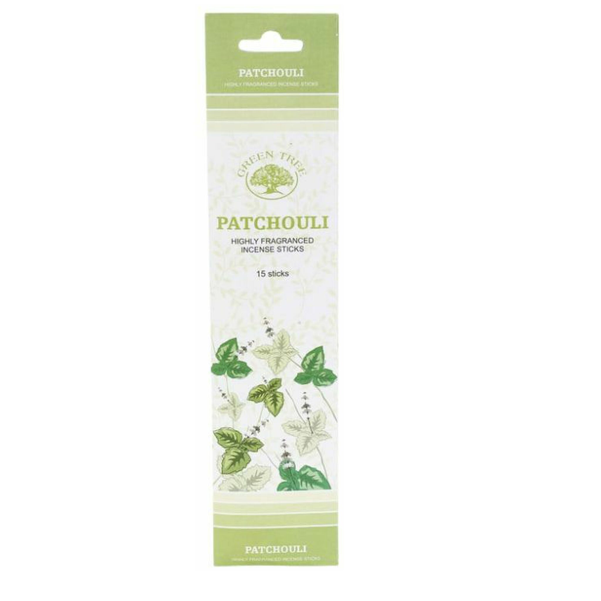 Green Tree Wierookstokjes Patchouli – 4 x 15 stuks – Inclusief houten wierookhouder – Handgerold in India - Afbeelding 2