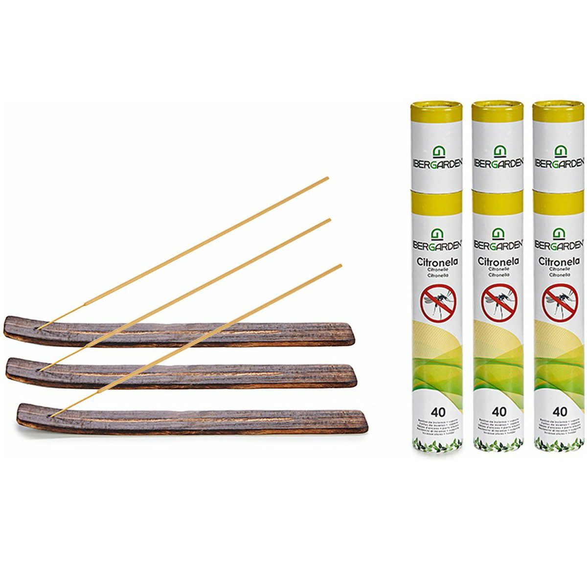 Ibergarden Citronella wierook sticks - met houder/plankje - anti muggen - 120x sticks - 32 cm