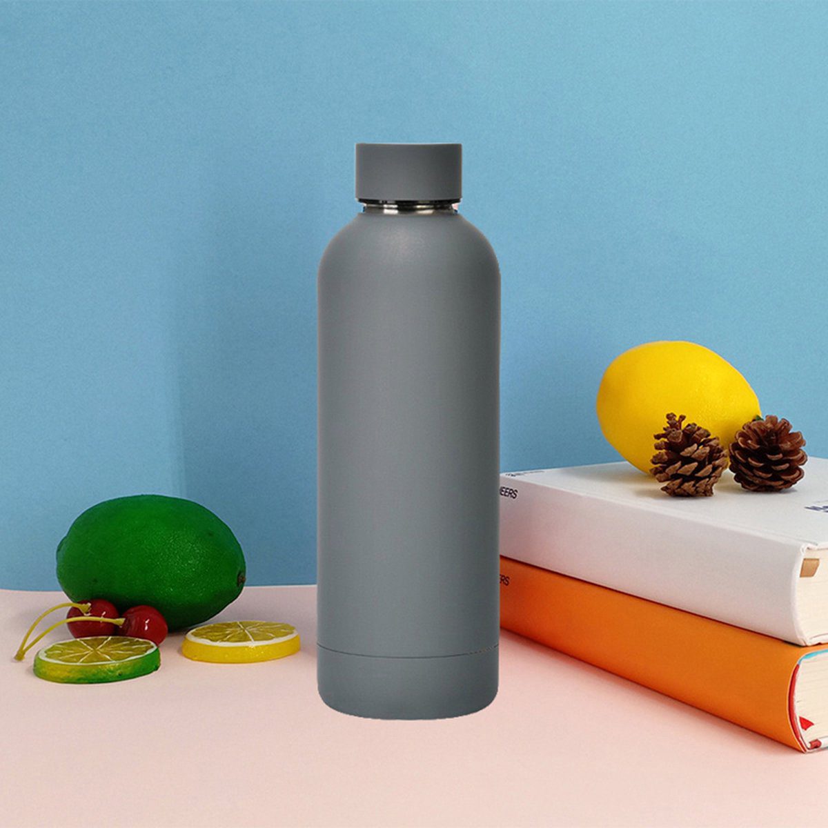 Drinkfles - Thermosfles 500 ml – Dubbelwandig RVS – 12 uur warm / 24 uur koud – Grijs – Lekvrij & BPA-vrij - Afbeelding 2