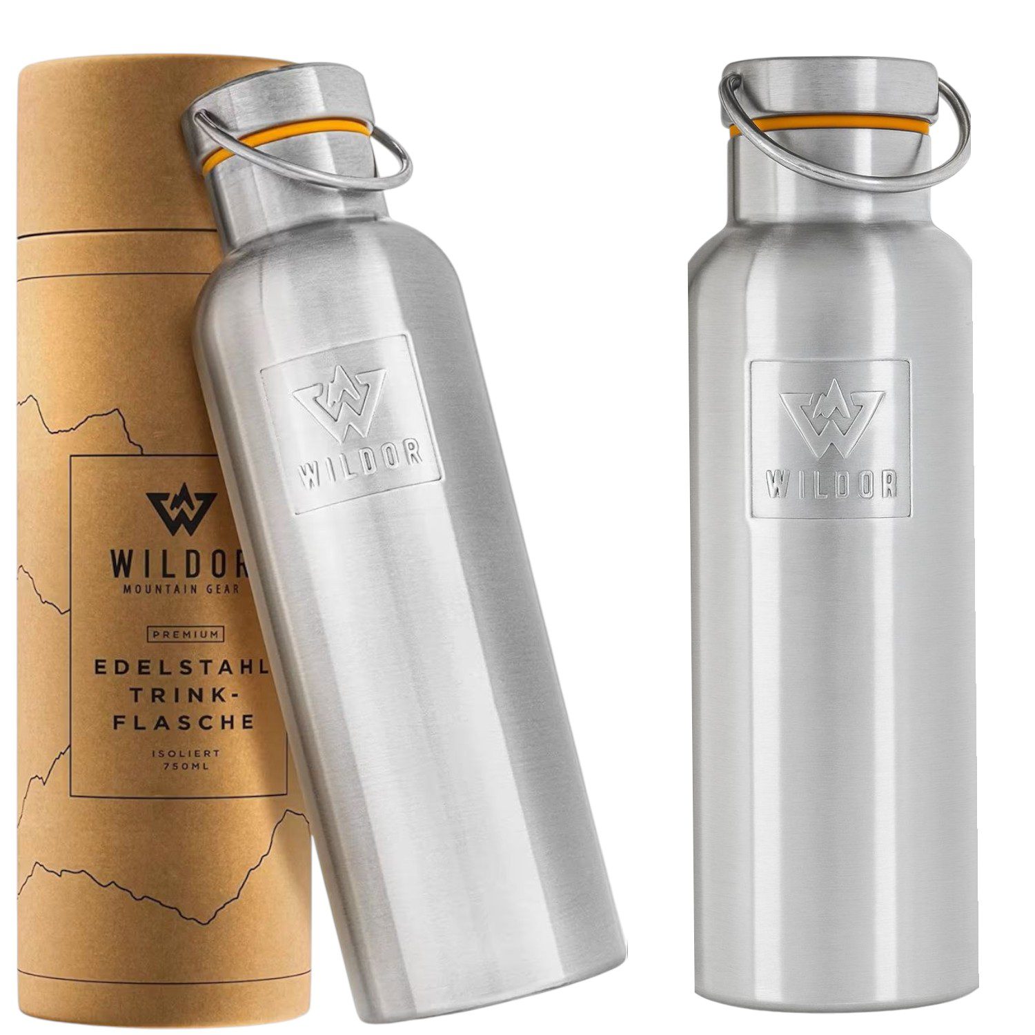 WILDOR® Premium RVS Drinkfles Van 750 ml – Dubbelwandig geïsoleerd – Lekvrij – Met RVS Dop & Draagbeugel - Afbeelding 2