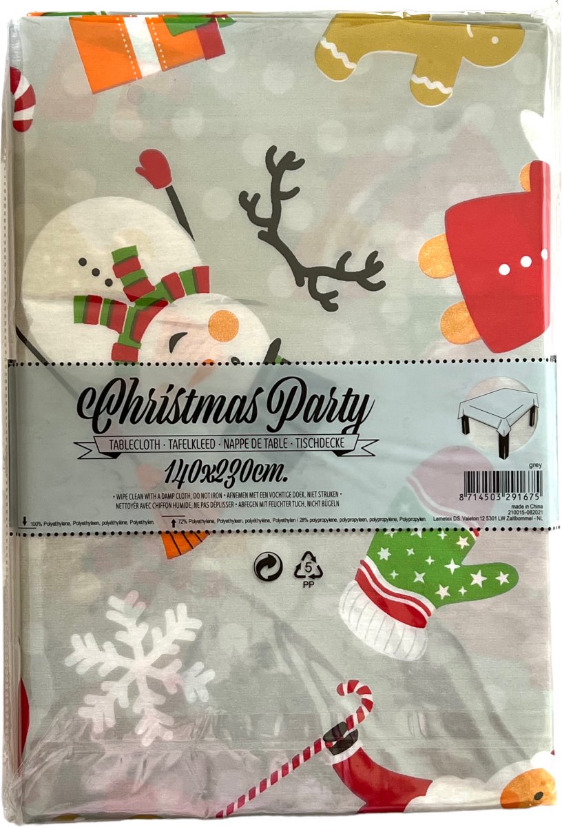 Kerst tafelkleed - Polyethyleen - Afneembaar - 140 x 230 cm - Lichtgrijs - Afbeelding 2